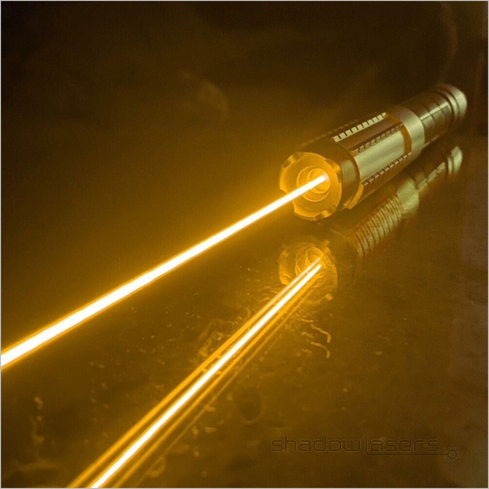 593nm Yellow Handheld Laser Pointer with Adjustable Focus and Safety Goggles