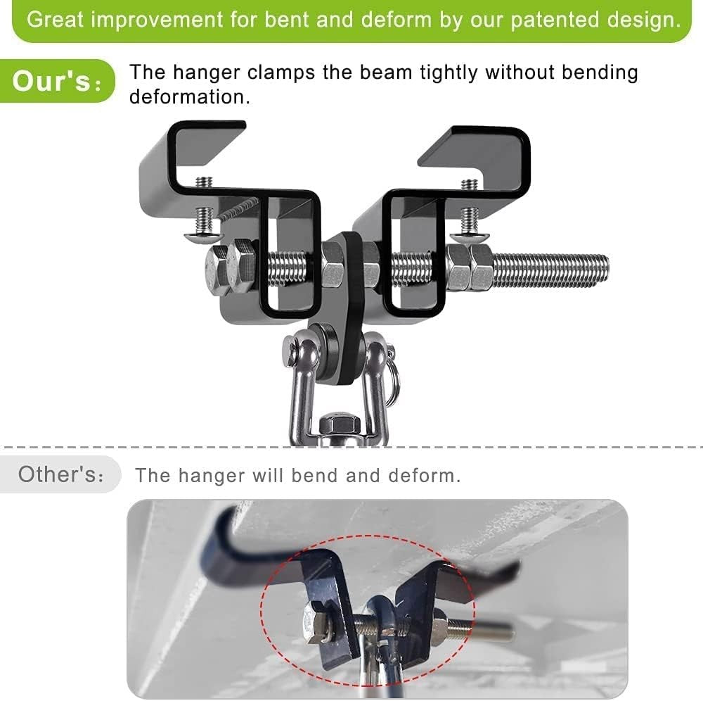 Heavy Bag Hanger for I Beam - Adjustable Steel Mount Supports Up to 900 LBS