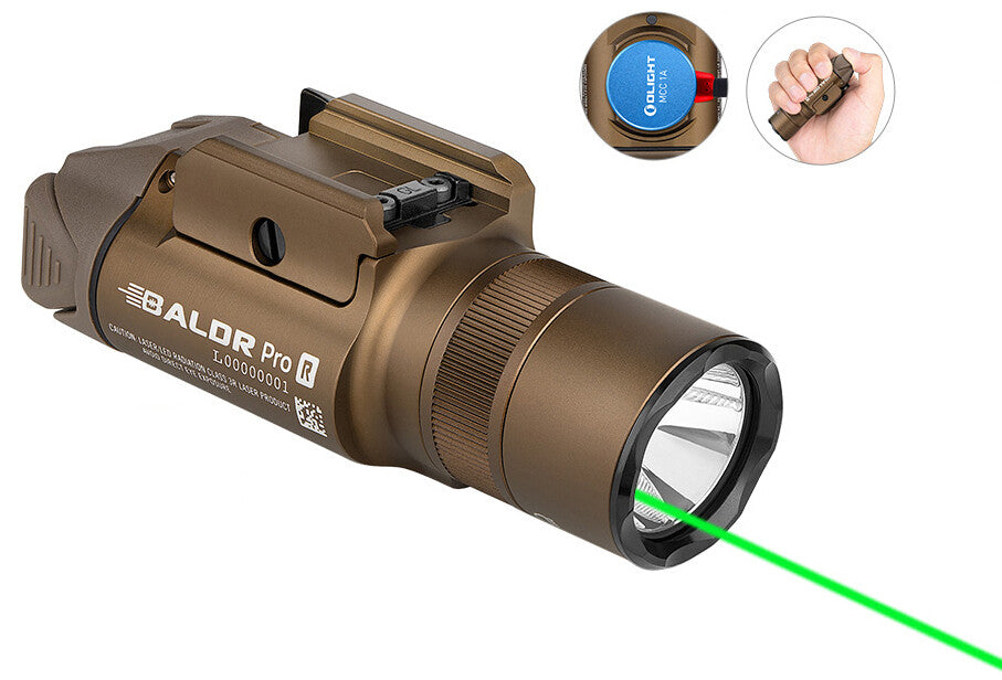 Rechargeable LED Tactical Light with Green Laser, 1350 Lumens