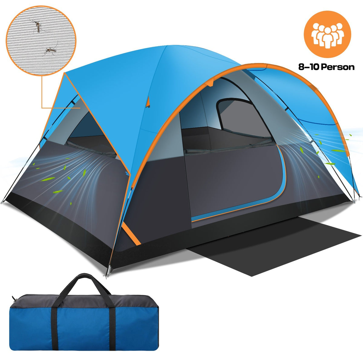 8 Person Family Camping Tent Waterproof Quick Setup Double Layer Shelter