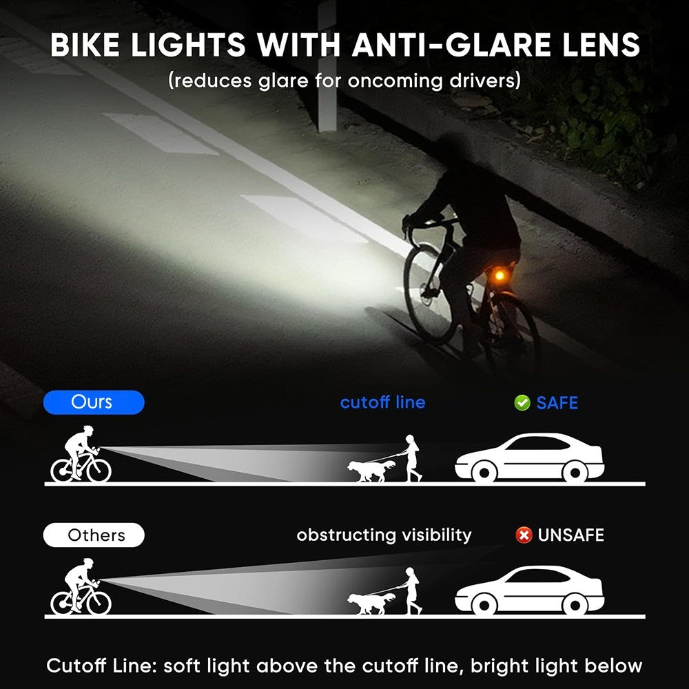 1100LM Wireless Bicycle Headlight with Remote Control USB Rechargeable LED