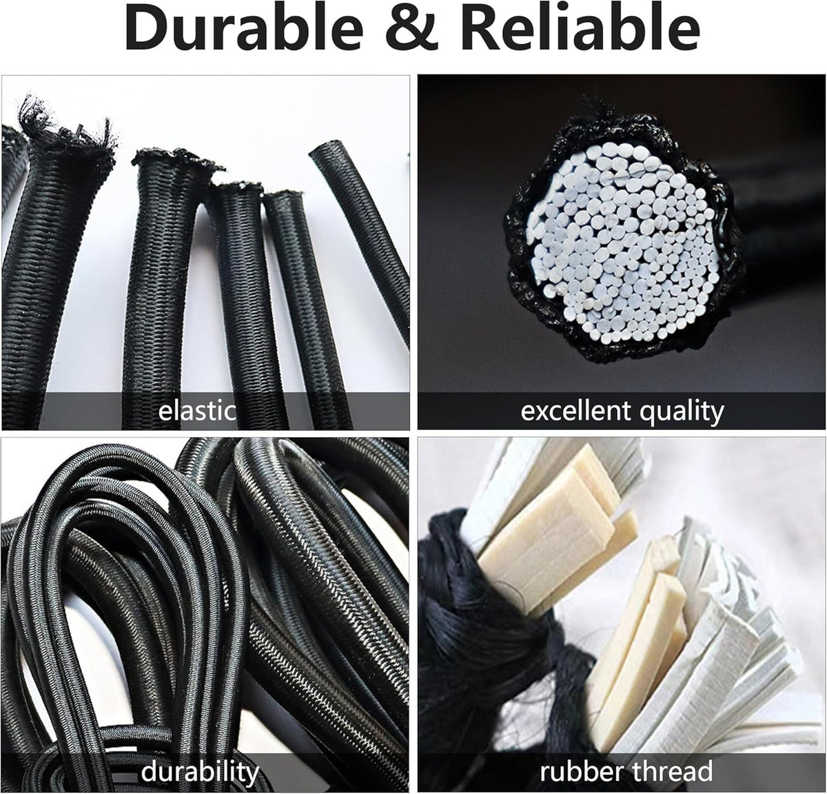 Heavy Duty Black Bungee Cord with Balls - 4 Inch Tie Down Straps for Tarp and Outdoor Use