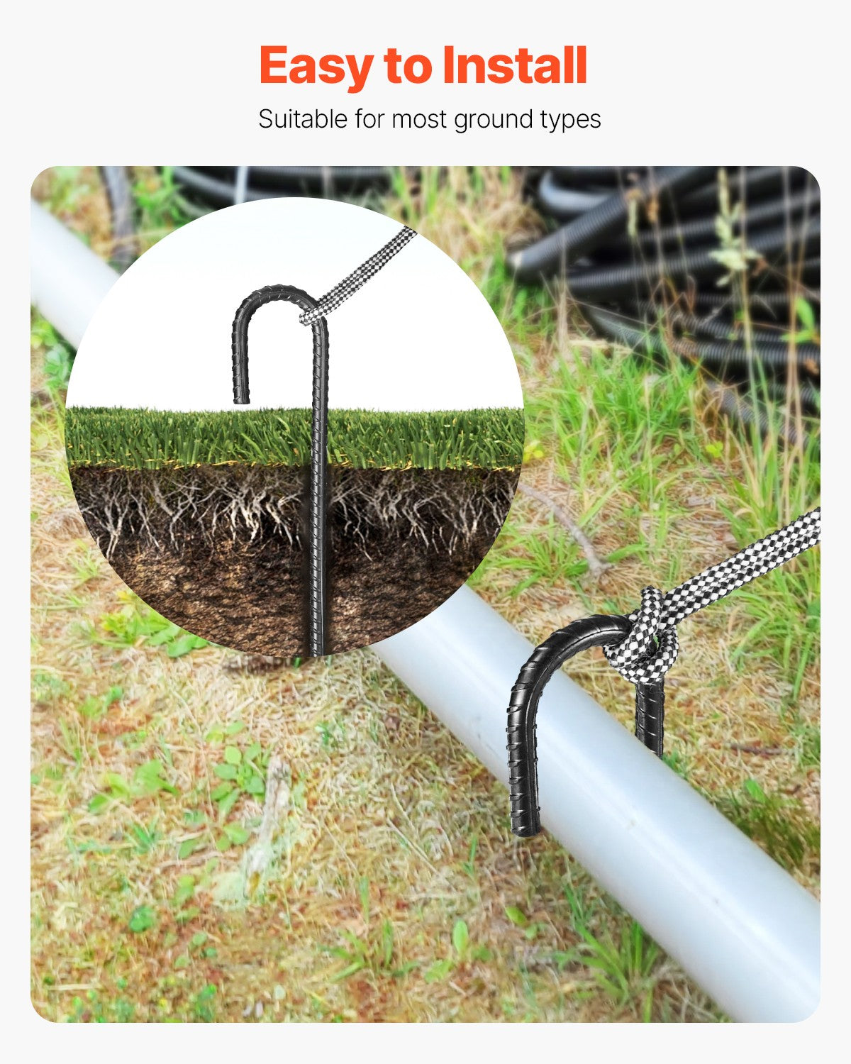 Heavy Duty Galvanized Steel Rebar Stakes 12 Inch 16 Pack Ground Anchors
