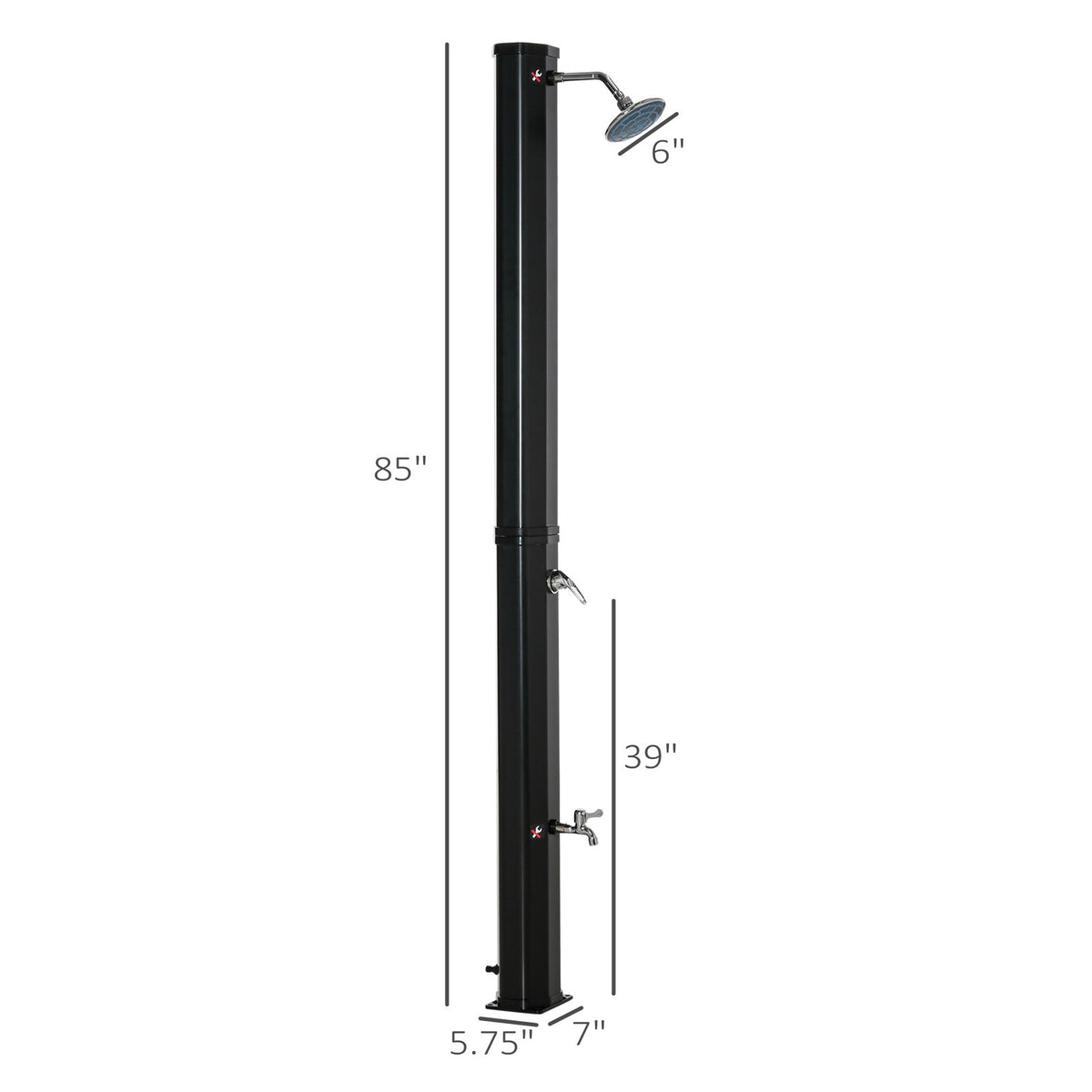 7ft Outdoor Solar Shower with Adjustable Hot Cold Water for Poolside & Garden