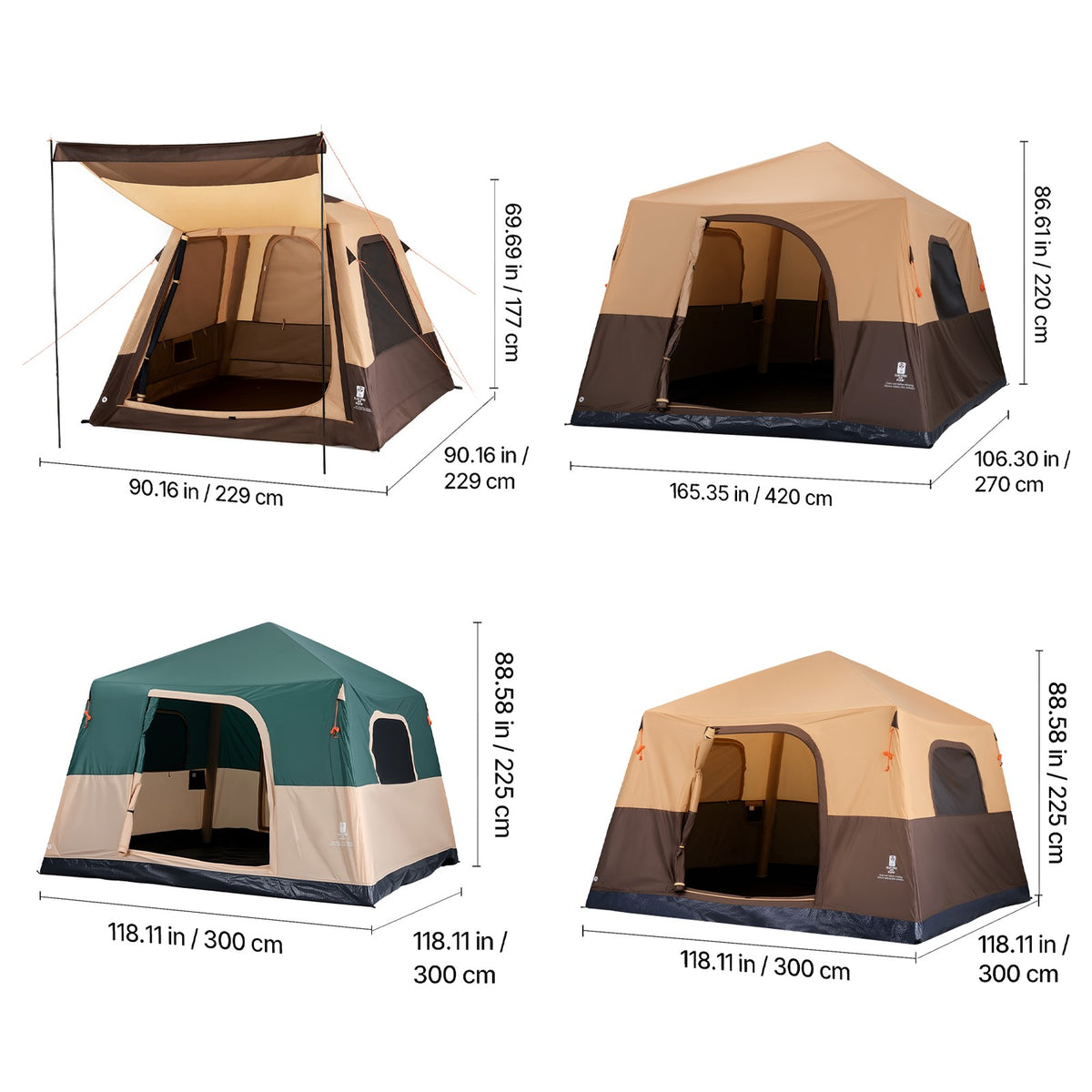 6-Person Camping Tent with Rainfly Mesh Windows Large Door Ground Stakes