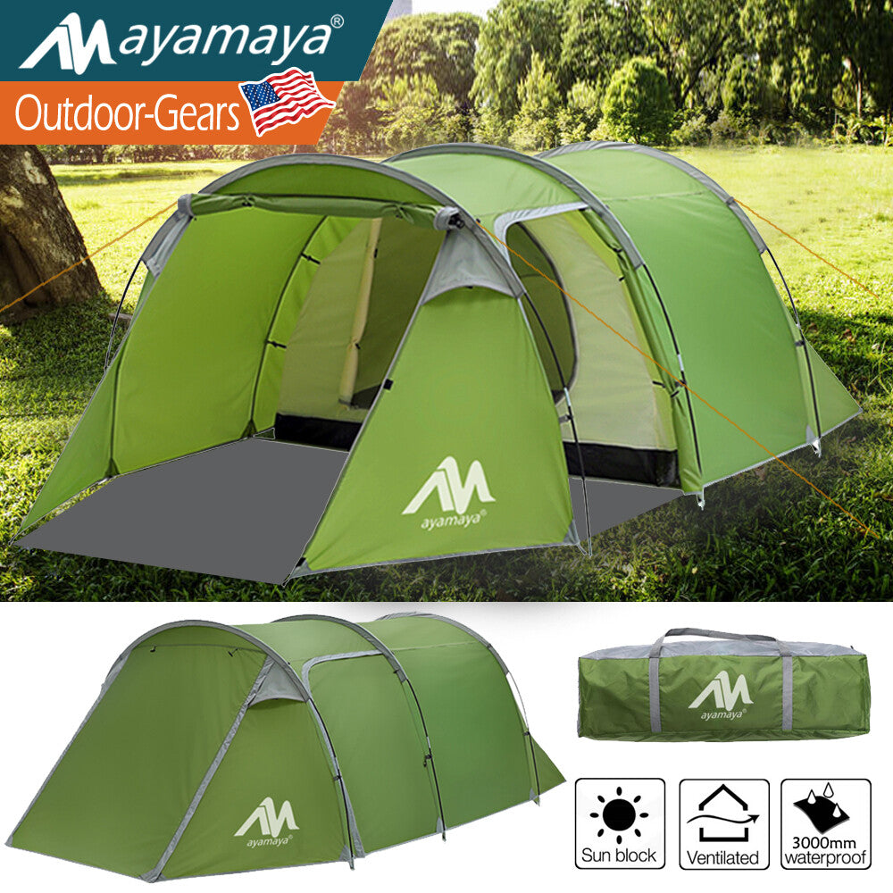 4 Person Waterproof Dome Tunnel Camping Tent with Vestibule