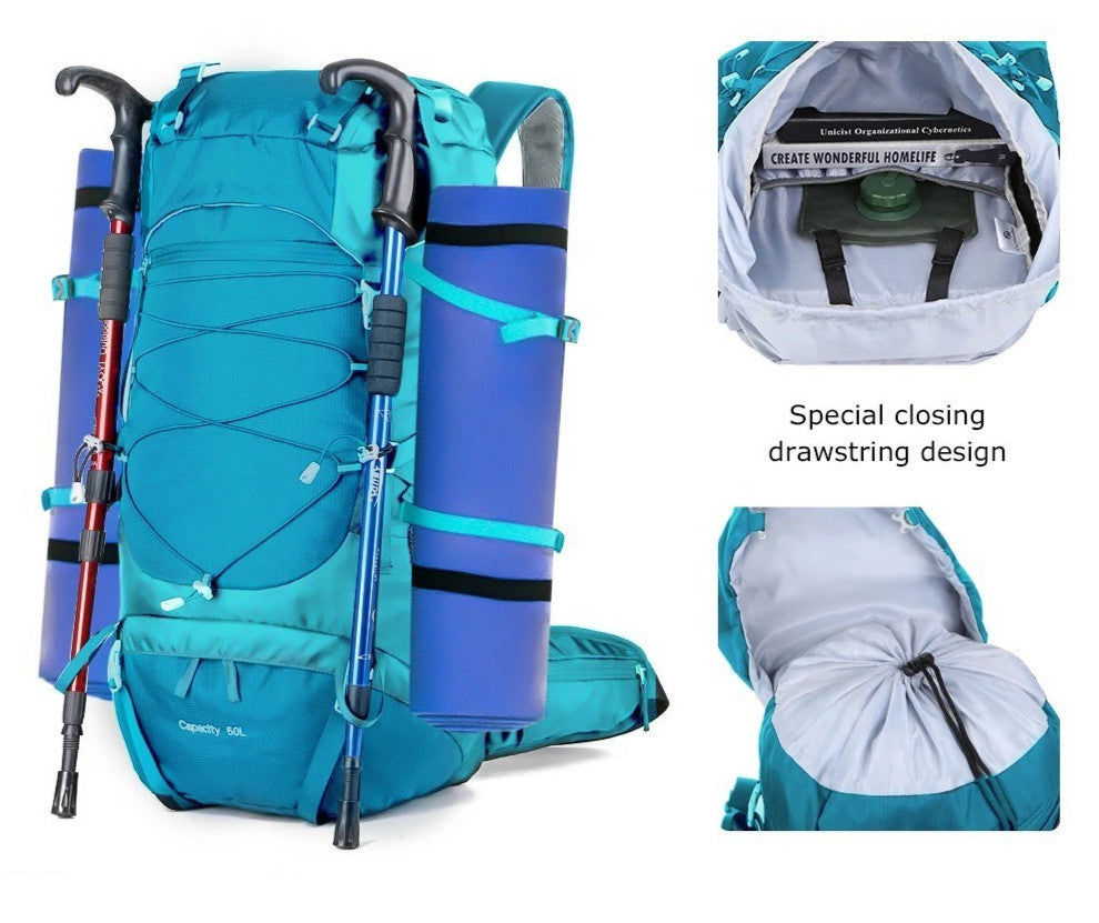 Lightweight 50L Hiking Backpack with Rain Cover - Breathable & Durable
