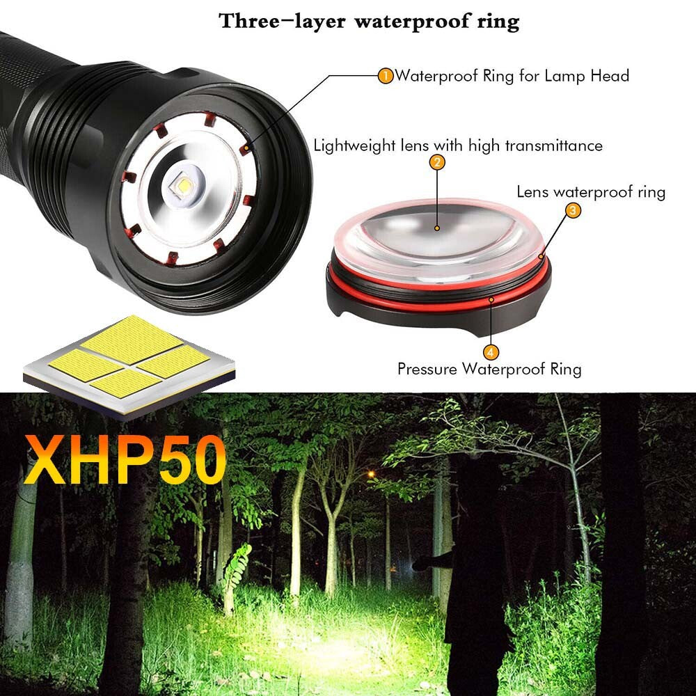 High Power Adjustable Focus LED Flashlight Torch 26650 3 Modes Waterproof