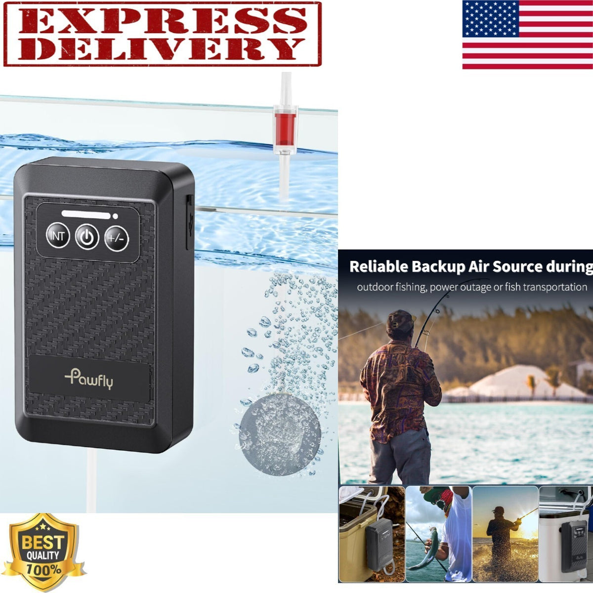 USB Rechargeable Live Bait Air Pump Aerator Ultra Quiet for Fish Tank & Bait Buckets