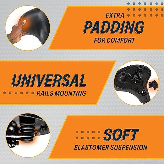 Oversized Padded Bicycle Seat for Men & Women - Universal Fit, Extra Wide & Comfortable
