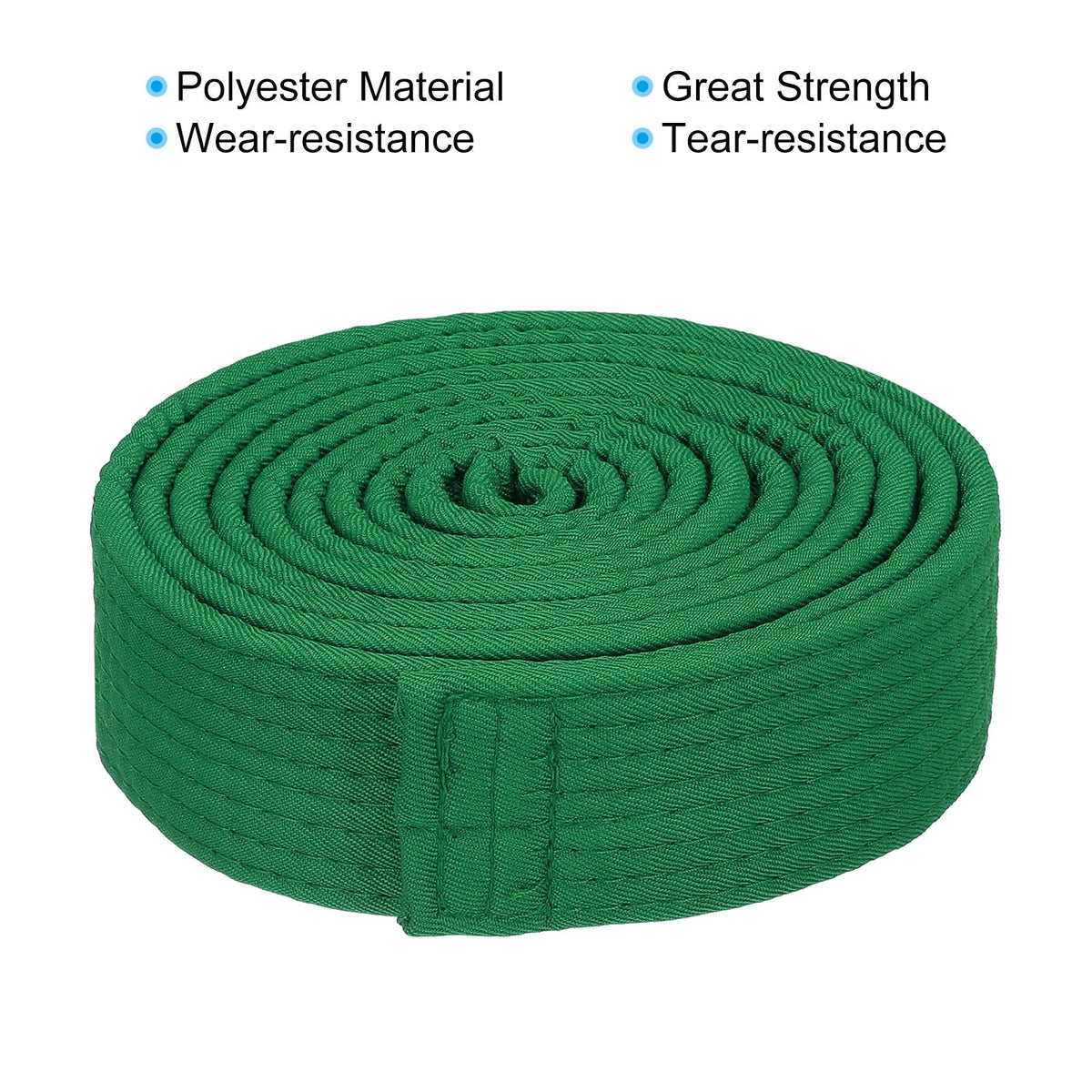 Martial Arts Belt - Green, 1.5 x 7.8 ft Polyester Taekwondo Ranking Belt