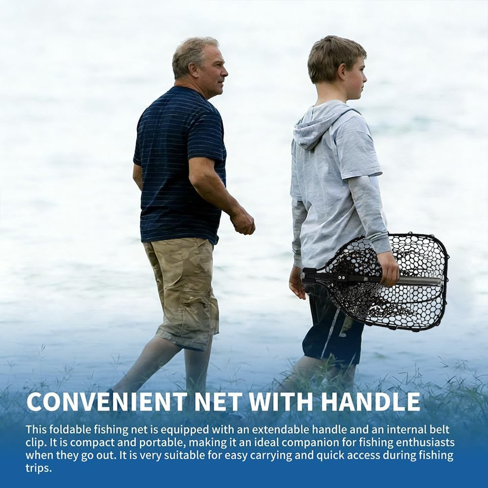 Fly Fishing Landing Net with Soft Rubber Mesh – Lightweight, Collapsible, Durable