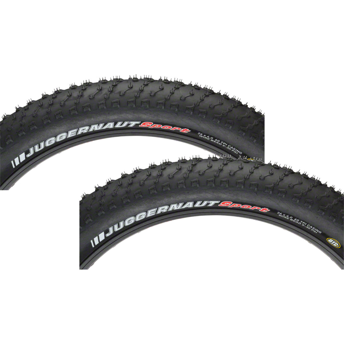 2 Pack Kenda Juggernaut 26x4.8 Fat Bike Mountain Bicycle Tires Clincher Wire Bead