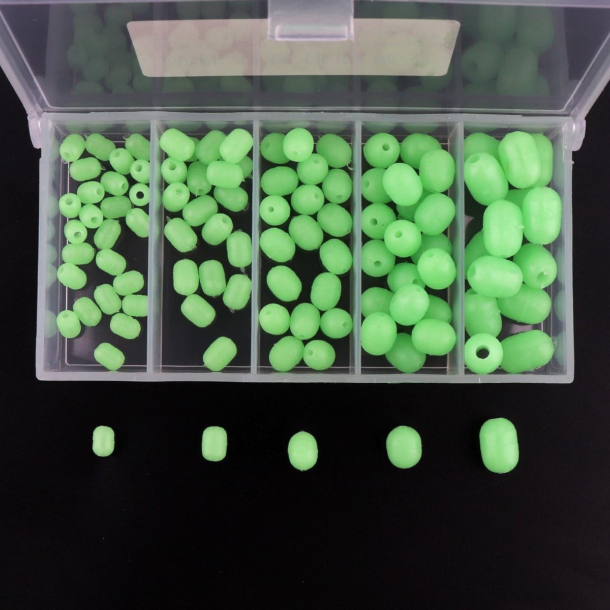 Luminous Green Fishing Beads Set for Deep Water Tackle - 100 Soft Round Baits