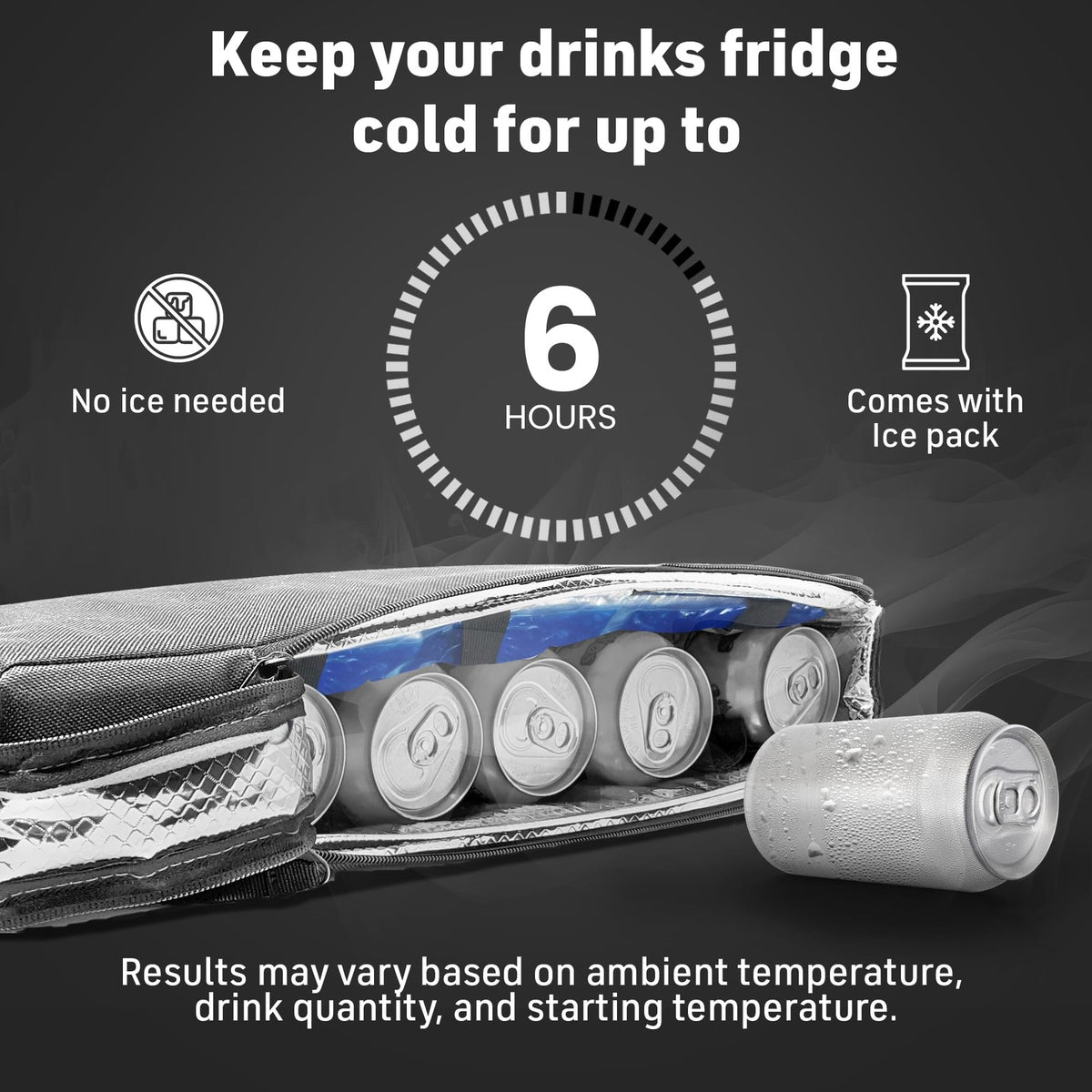 Insulated Golf Cooler Bag with Ice Pack - Slim, Reusable, Keeps Drinks Cold
