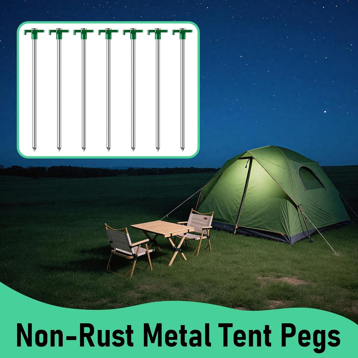 Heavy Duty Tent Stakes 20 Pack - Rust-Proof Metal Ground Pegs 9.84 Inch
