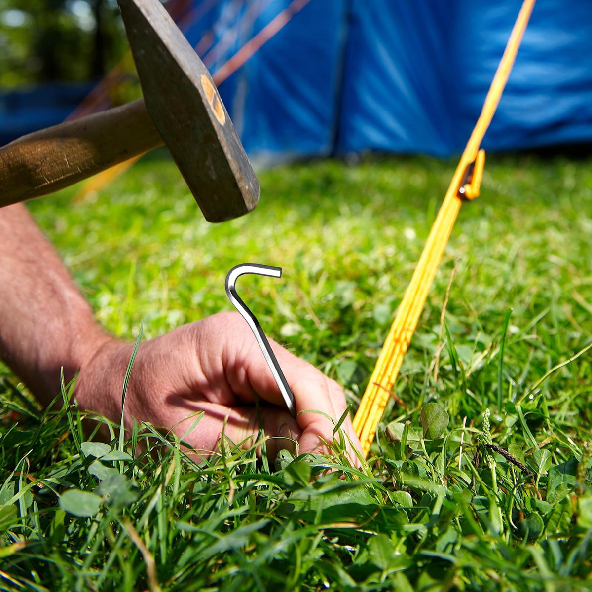 20 Pack Aluminum Tent Stakes with Hooks - Outdoor Camping Ground Anchors