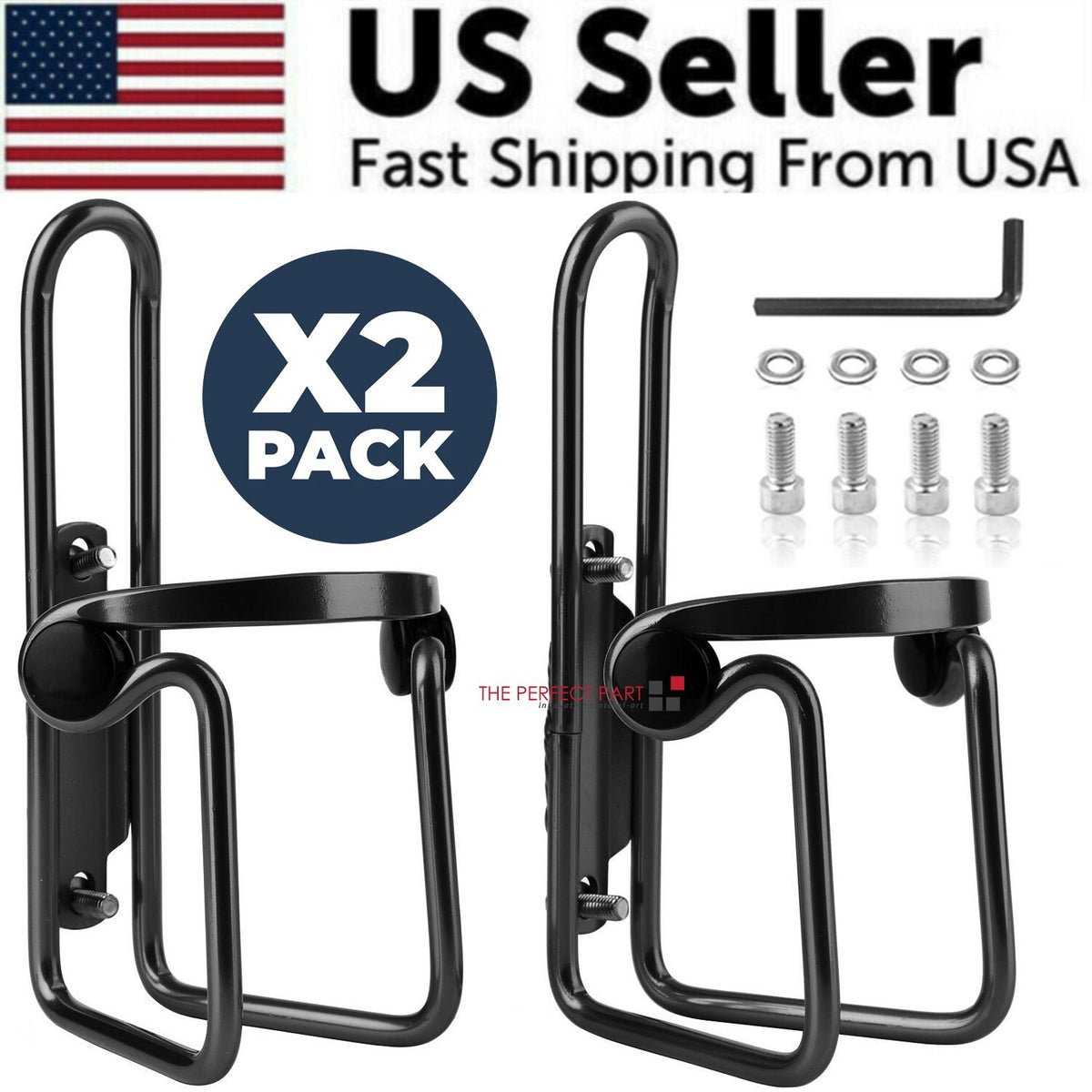 Lightweight Aluminum Bicycle Water Bottle Cages 2 Pack - Fits Most Standard & Oversized Bottles