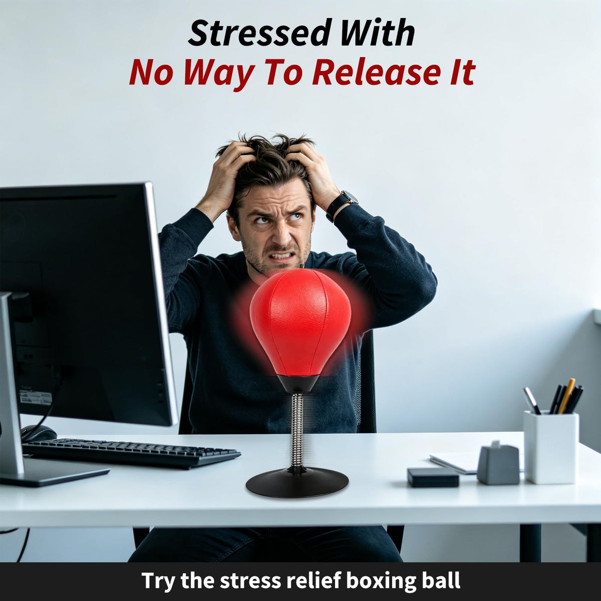 Desktop Stress Relief Punching Bag with Suction Cup - Office & Home Stress Buster