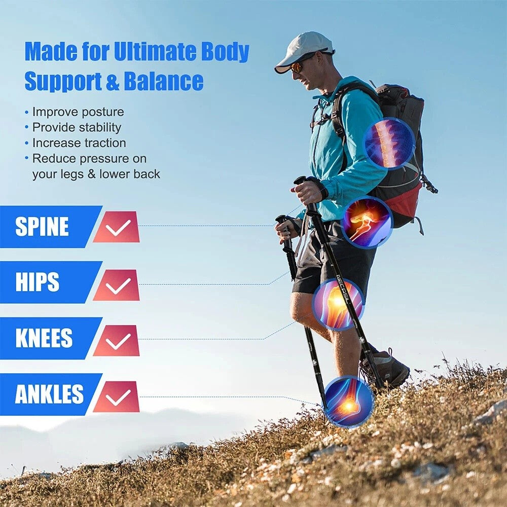 Adjustable Trekking Poles - Lightweight Aluminum Hiking Sticks with Anti-Shock