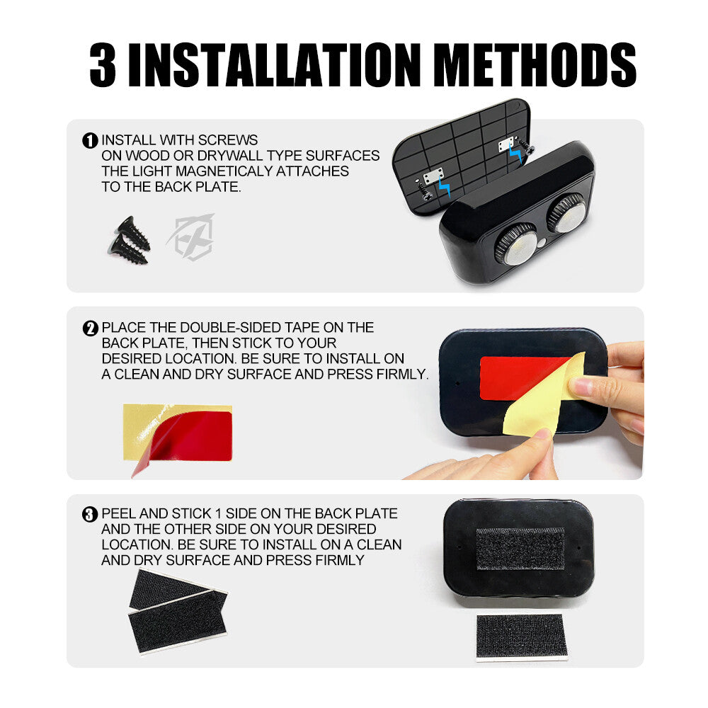 LED Gun Safe Light Pods with PIR Motion Sensor, Rotatable Lens, Battery Powered