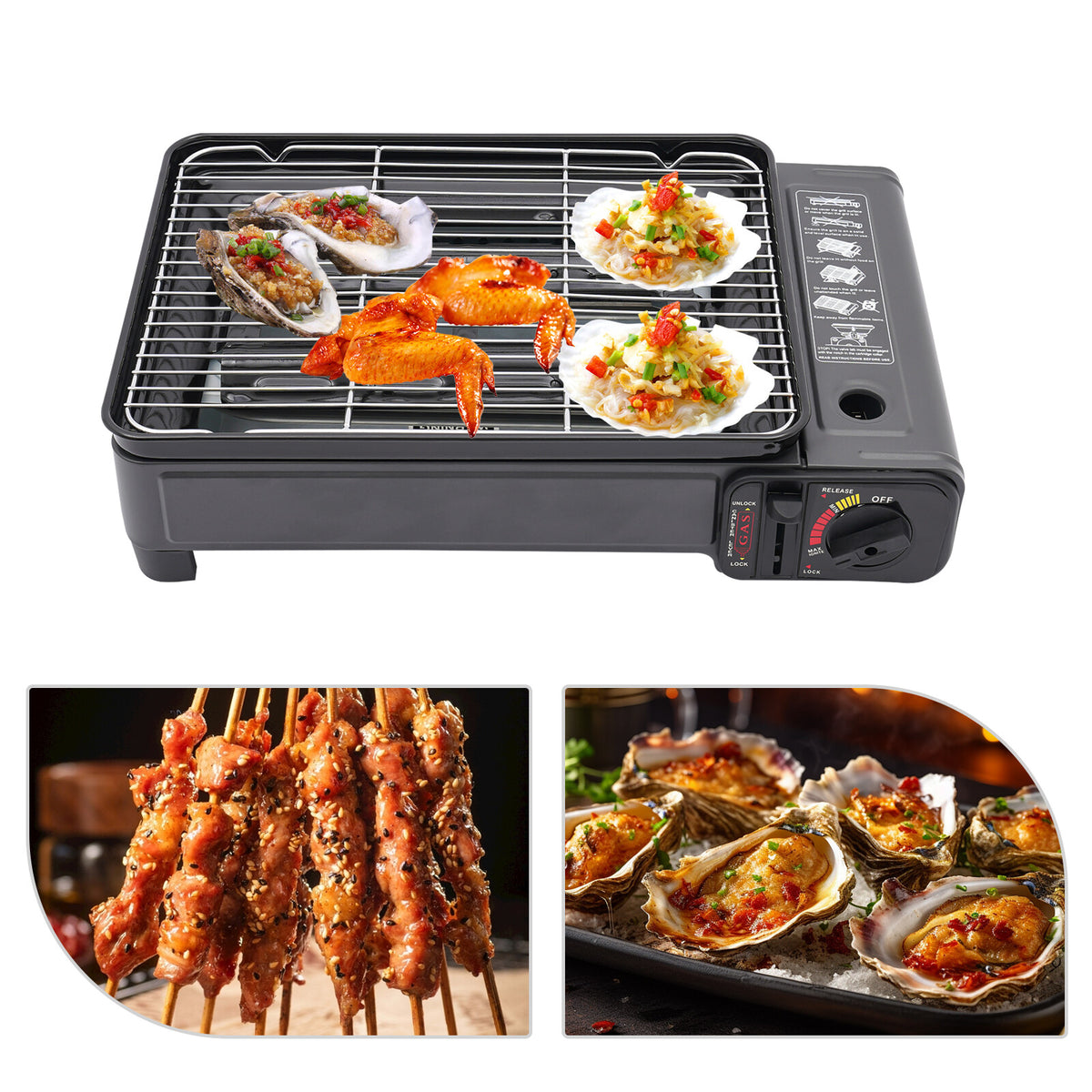 Portable Camping Gas Grill Stove for Outdoor Barbecue and Roasting