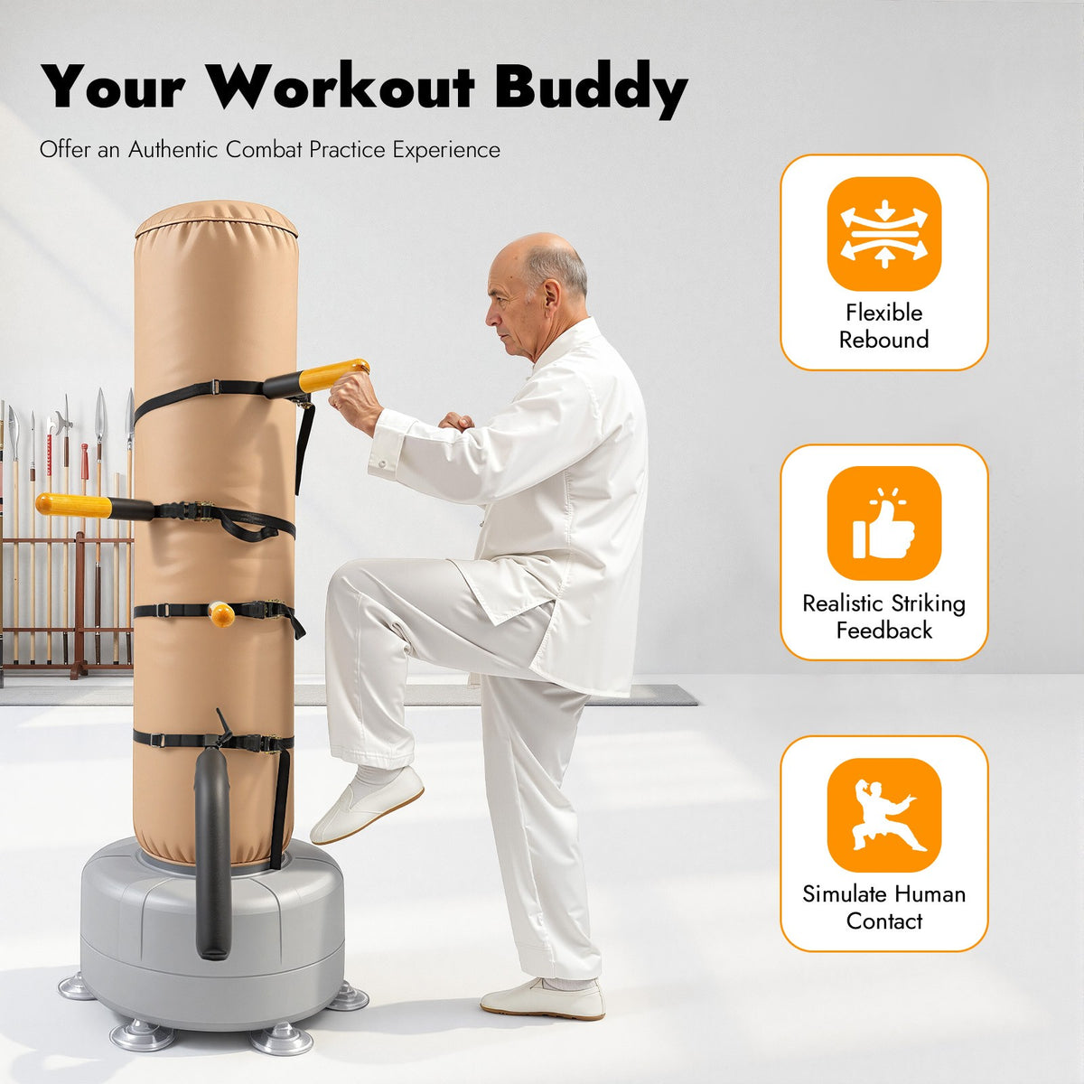 Martial Arts Dummy Arms & Leg Set for Wing Chun Training - Portable Wooden Dummy
