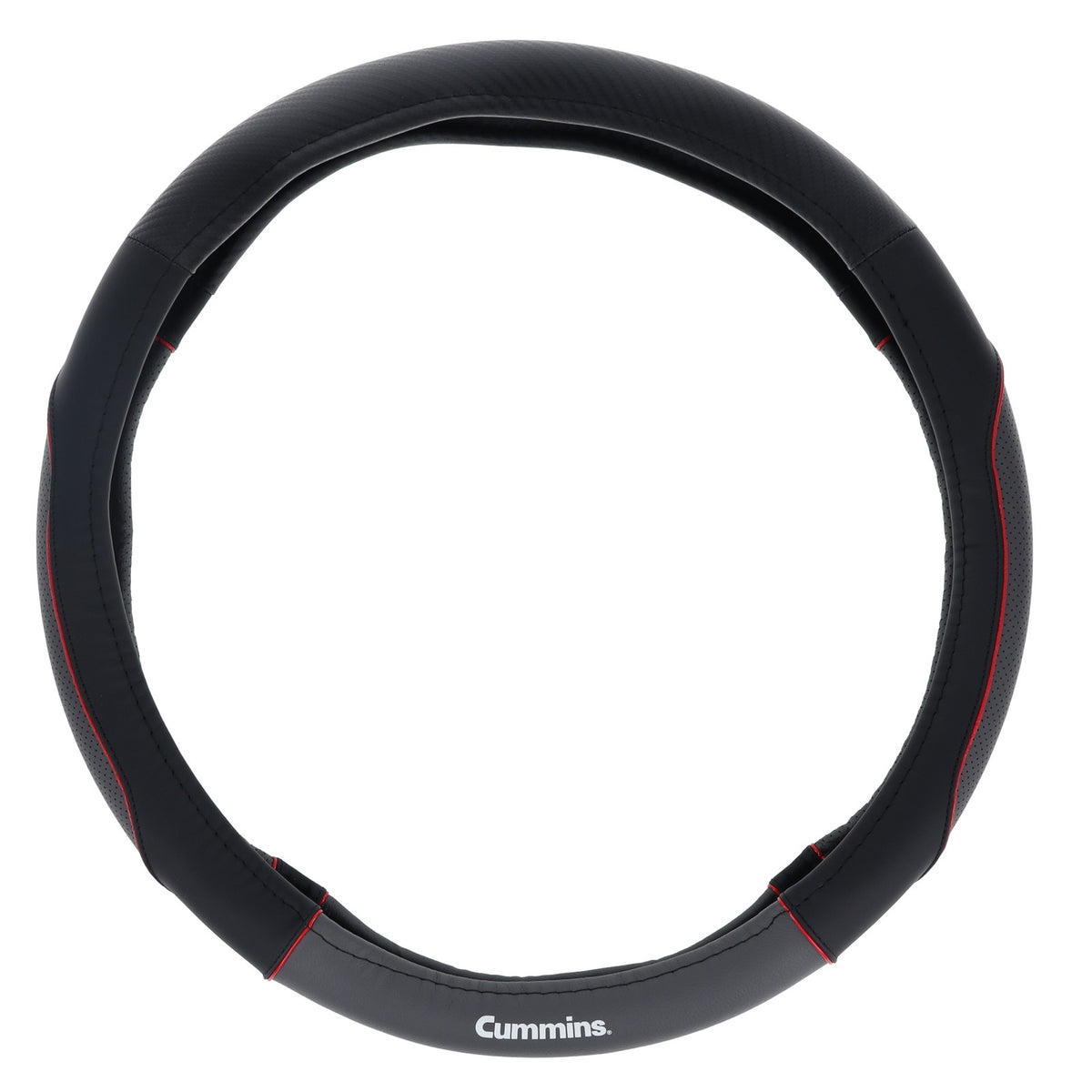 18-Inch Leather Steering Wheel Cover for Semi-Truck and RV - Black and Red