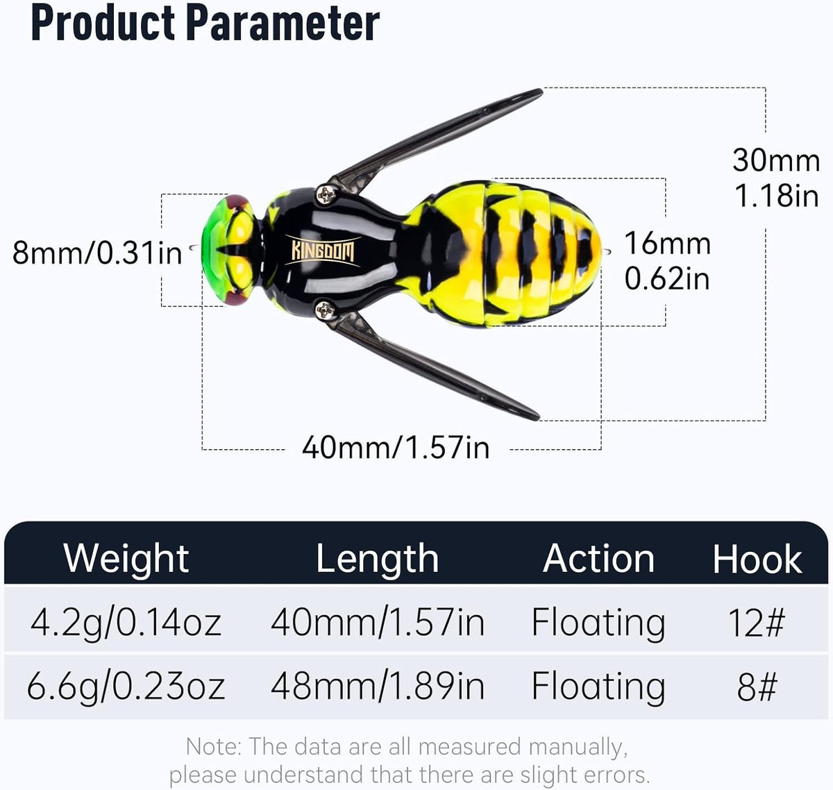 Floating Wasp Design Fishing Lure for Bass Saltwater Freshwater Casting