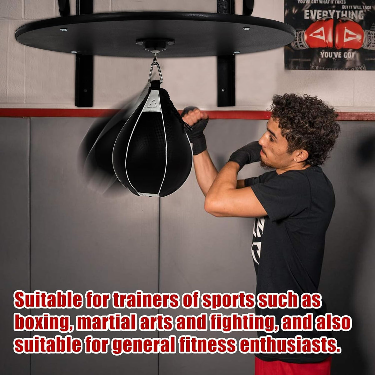 Adjustable Height Speed Bag Platform Set with 360° Swivel for Boxing Home Gym