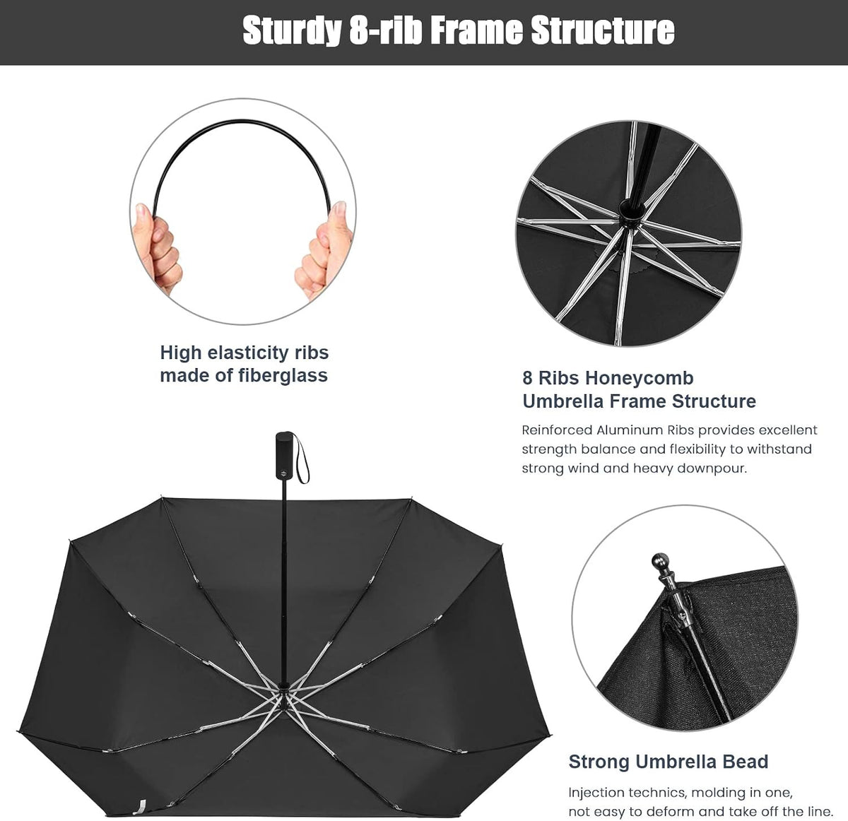54 Inch Large Windproof Golf Umbrella with Automatic Open & UV Protection