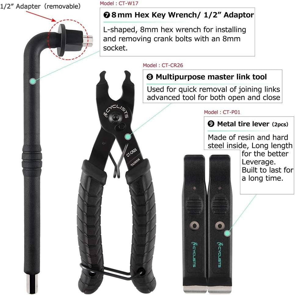 23-Piece Bike Tool Kit for Road & Mountain Bikes - Carbon Steel Repair Set
