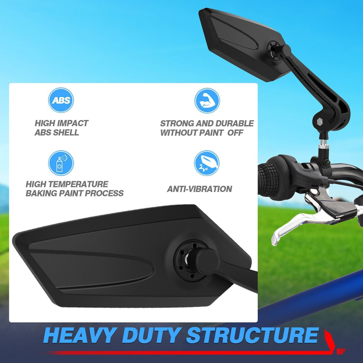 Adjustable Bicycle Rearview Mirror for Handlebar - Scratch Resistant Glass
