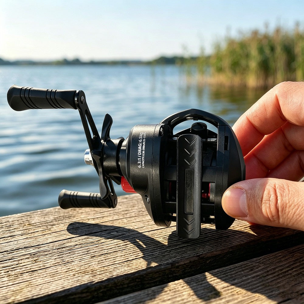 Baitcasting Fishing Reel 7.2:1 Gear Ratio, Metal Spool, Heavy Duty Drag