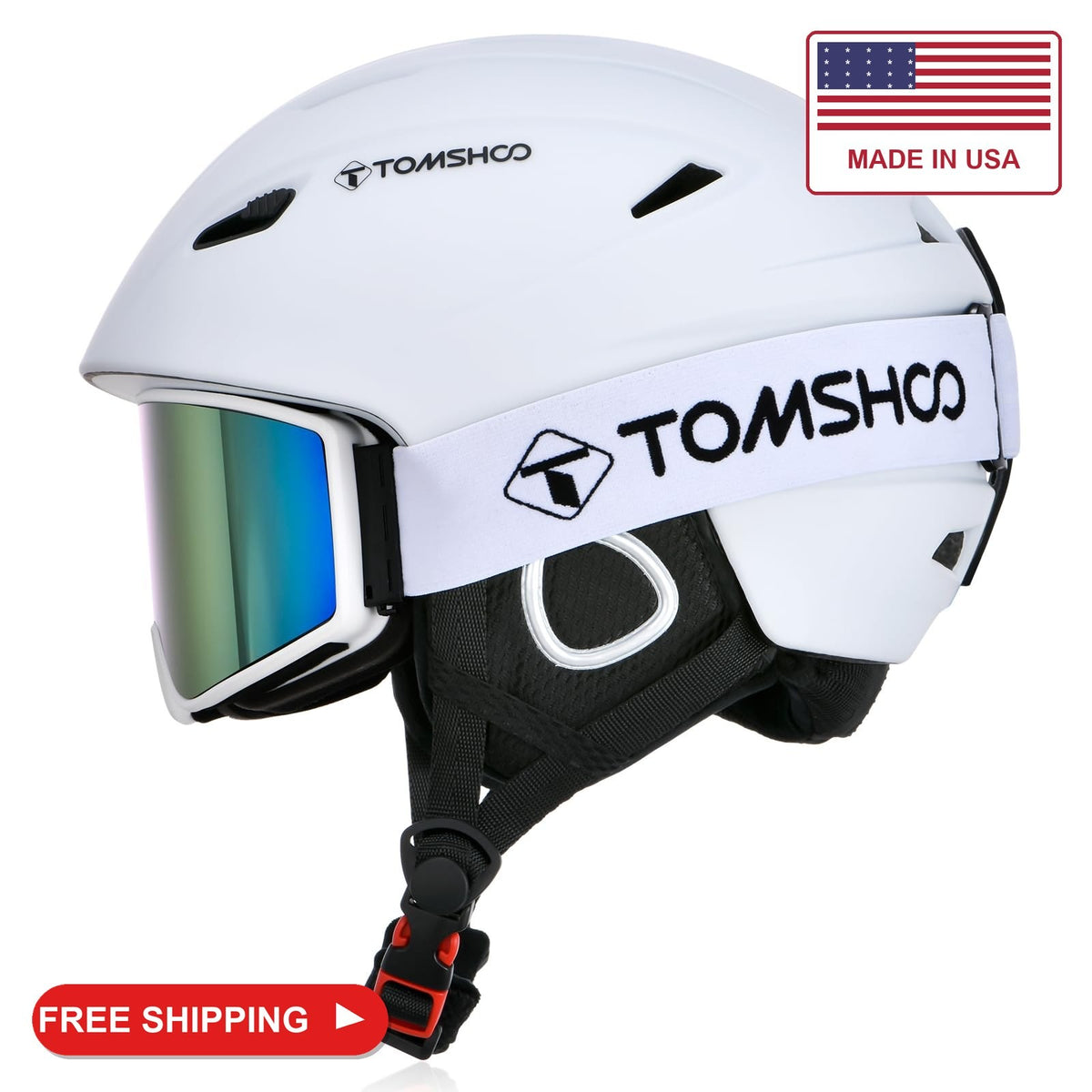 Snowboard Helmet with Goggles Set for Men Women Shockproof Windproof Winter Sports