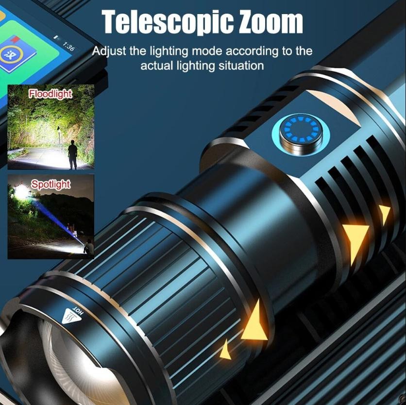 3000LM High Power Laser LED Flashlight Rechargeable Torch with Zoom