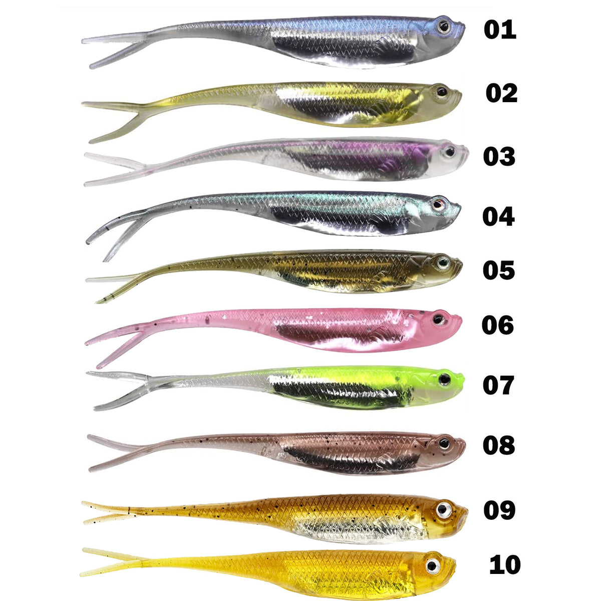 6Pcs Soft Swimbait Fishing Lures - Realistic Jerk Shad Minnow Drop Shot Baits