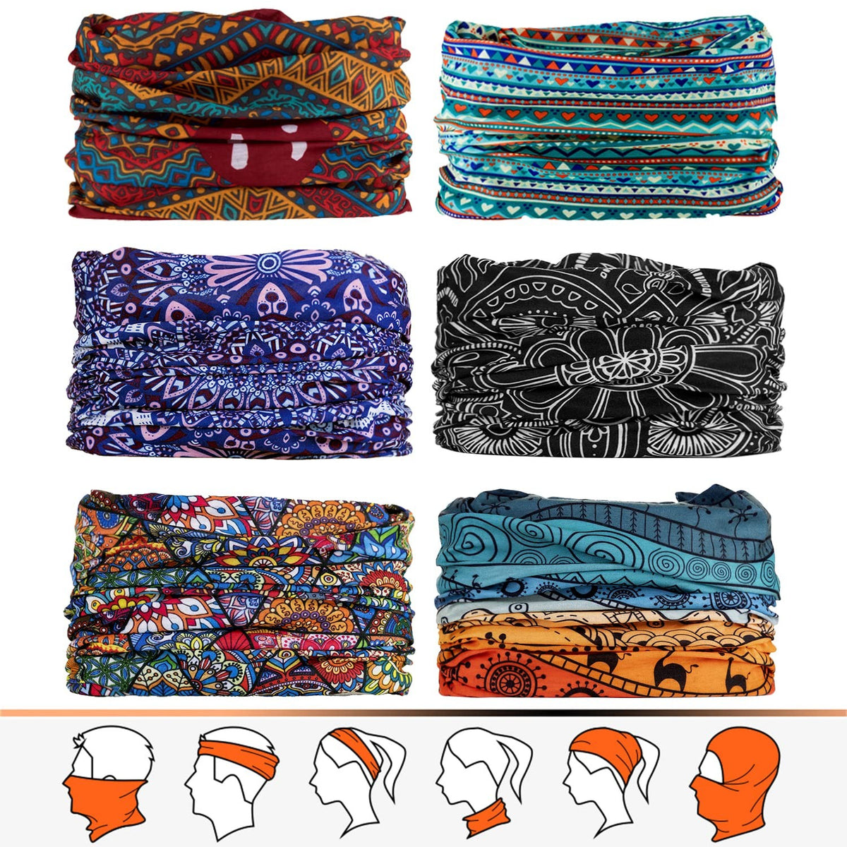 Multi-Color Headwear Bandana Neck Gaiter Head Wrap Headband Balaclava
