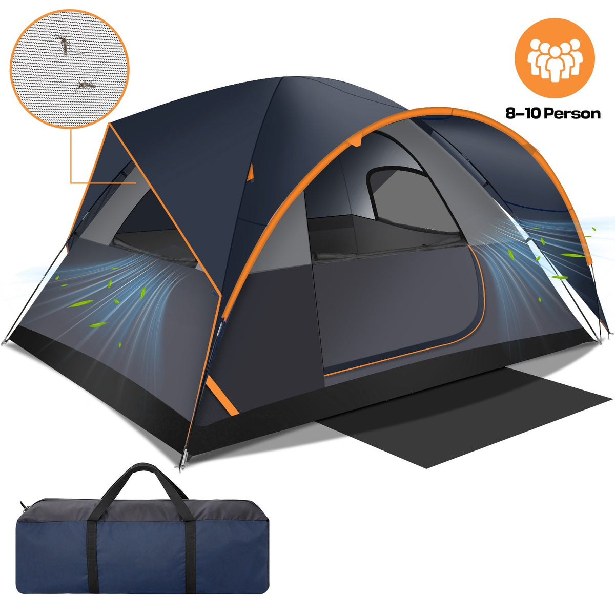 8 Person Family Camping Tent Waterproof Quick Setup Double Layer Shelter