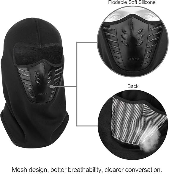 Full Face Ski Mask Balaclava Windproof Fleece Neck Warmer for Cold Weather