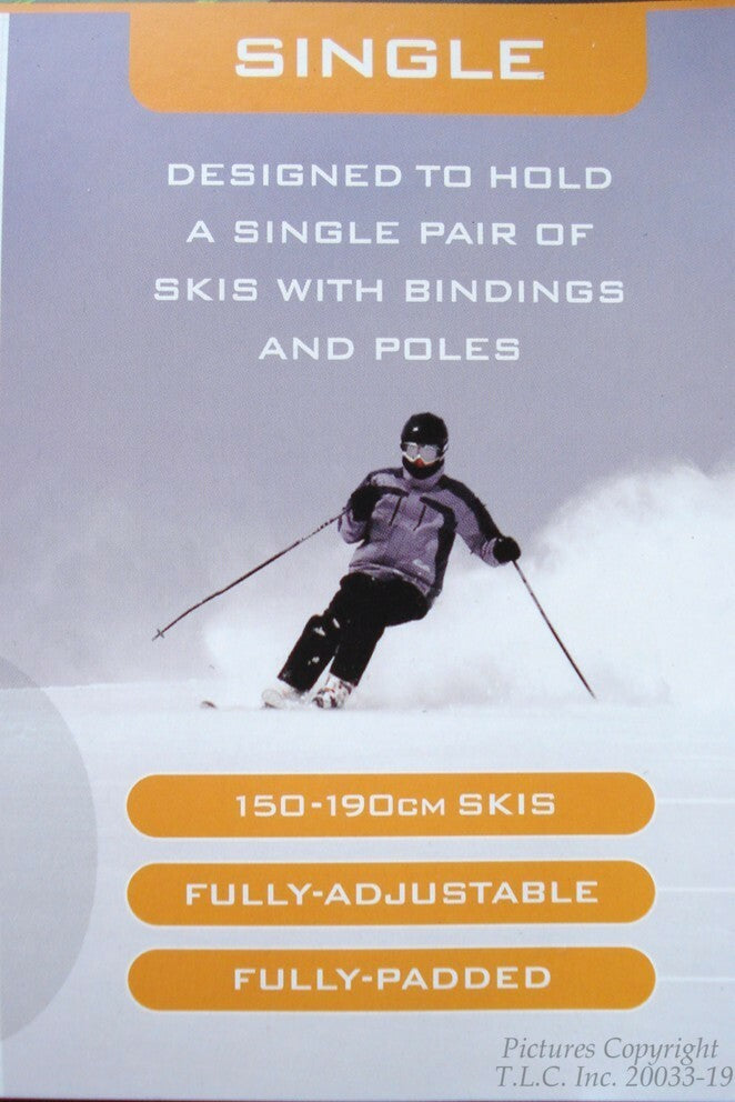 Adjustable Fully Padded Ski Bag for Single Skis - Black