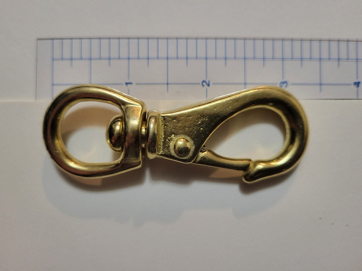 Solid Brass Swivel Snap Hook with Wide Mouth - Corrosion Resistant, 3/4 Inch Eye for Outdoor & Fishing
