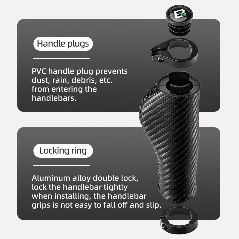 Bike Handlebar Grips Leather Ergonomic Waterproof for Cycling - Black