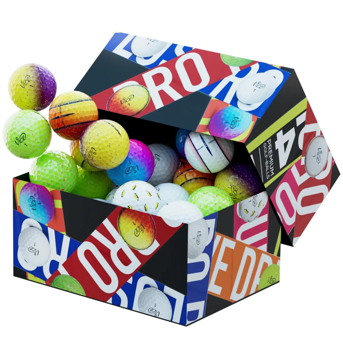 Vice Golf 24-Pack Premium Golf Balls Variety Set - Distance & Control