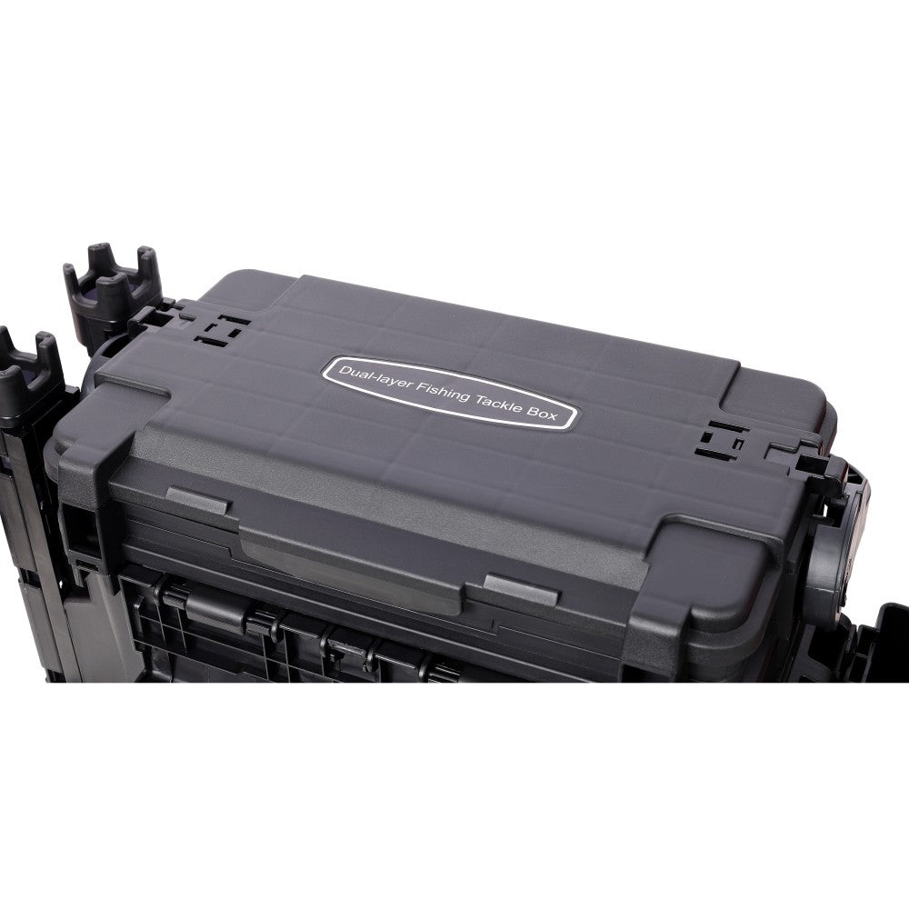 Dual Layer Fishing Tackle Box Organizer with Large Capacity & Portable Handle
