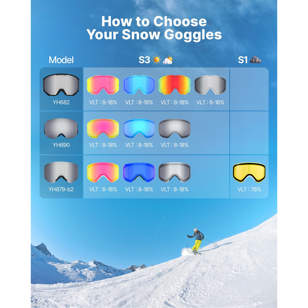 Ski Goggles with Cylindrical Lens & Pink Revo Coating - Snow Sports