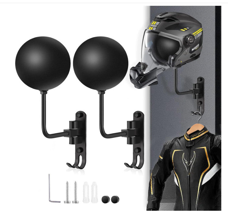 Motorcycle Helmet Wall Mount Rack Set of 2 with 180° Rotation