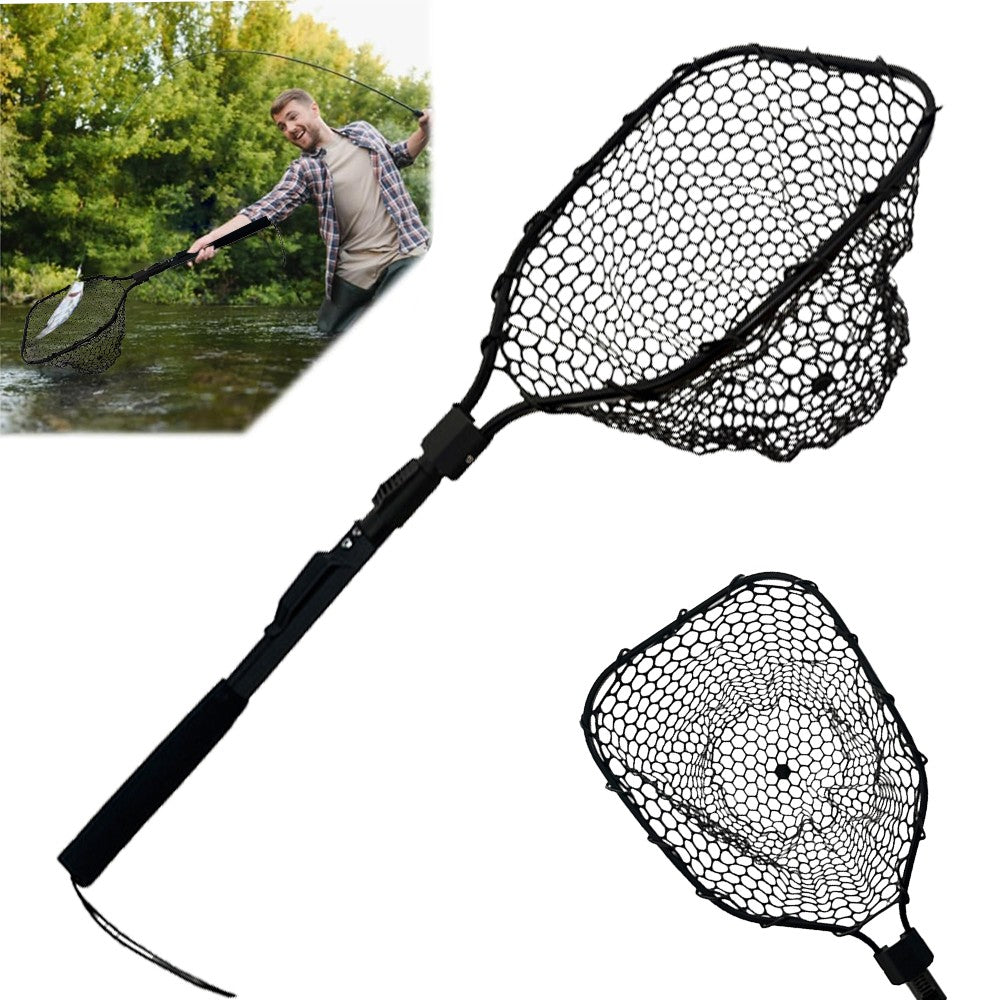 Fly Fishing Landing Net with Soft Rubber Mesh – Lightweight, Collapsible, Durable
