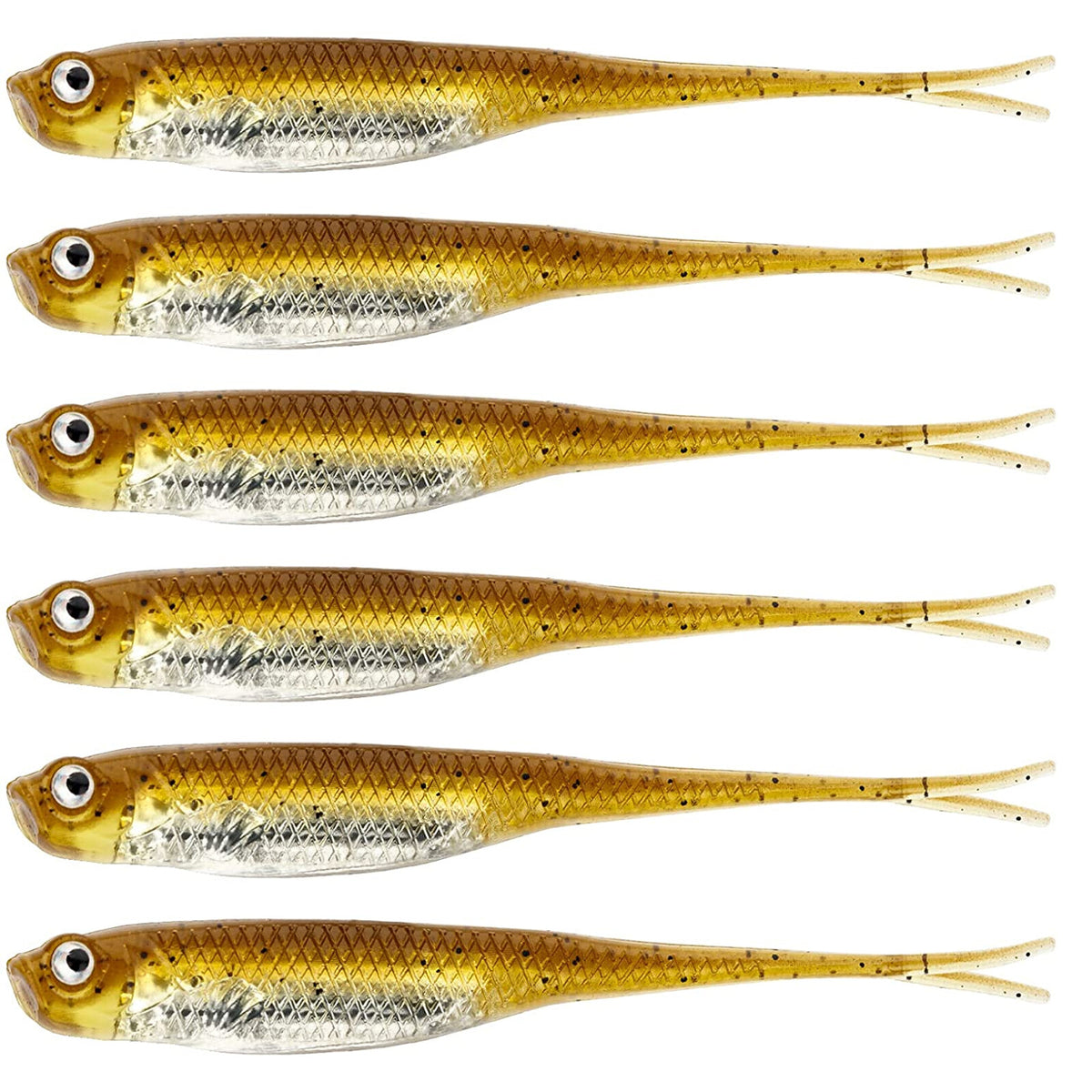 6Pcs Soft Swimbait Fishing Lures - Realistic Jerk Shad Minnow Drop Shot Baits