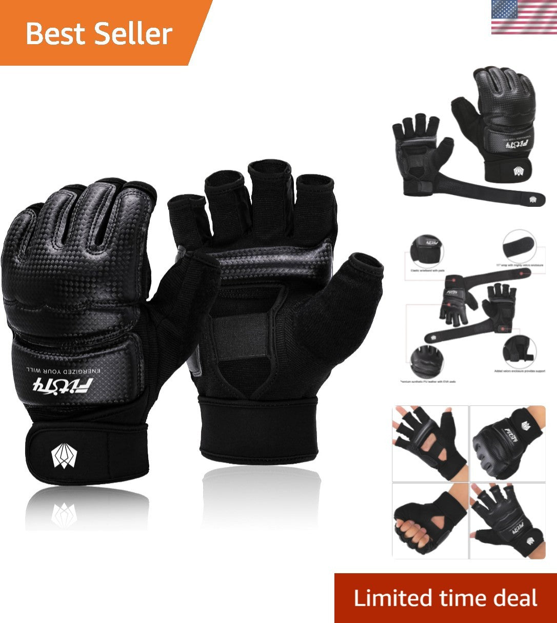 Adjustable MMA Training Gloves - Breathable Half Mitts for Combat Sports